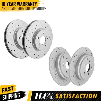 Front and Rear Drilled Disc Brake Rotors For Honda Odyssey 2011 2012 2013 2014