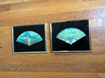 Kafka Industries #2669 #2670 Framed Foil Fans Etching Wall Art