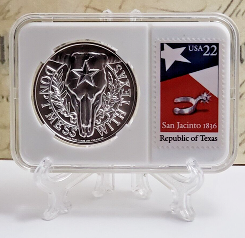 Bluebonnet de Texas 1 oz. Redonda de plata con estampillas vintage - ¡Muy bonita! W2 - Imagen 13 de 13
