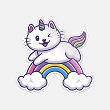 Cute Cat Unicorn Cartoon Animal Car Bumper Vinyl Sticker Decal
