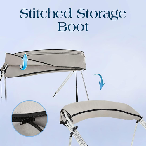 3-4 Bow Bimini Boat Top Cover Sun Shade Boat Canopy Waterproof 1 Inch Stainless - Picture 2 of 8