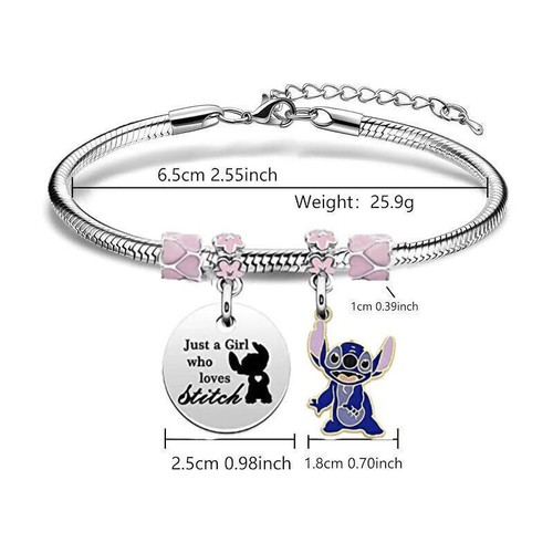 Lilo and Stitch Charm Bracelet Cute Cartoon Womens Kids Childrens Girls Jewelry - Picture 5 of 20