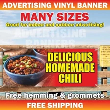 DELICIOUS HOMEMADE CHILI Advertising Banner Vinyl Mesh Sign Fast Food Bar Buffet