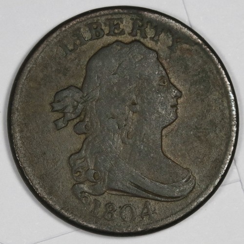 1804 Half Cent w Stems. Error. CUD Obverse @1:00. Fine. 188499