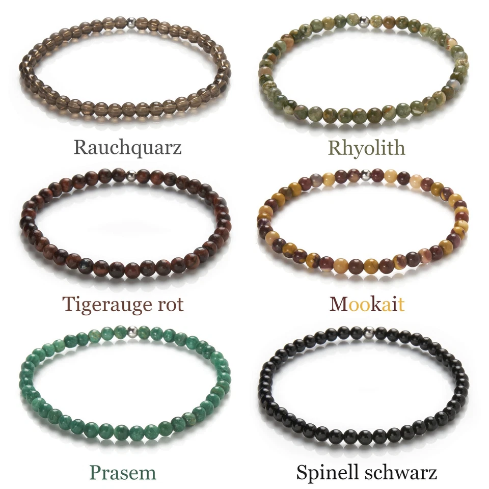 Edelstein Armband - 4mm Kugel-Armband Naturstein - Perlenarmband - viele Sorten - Bild 3 von 4