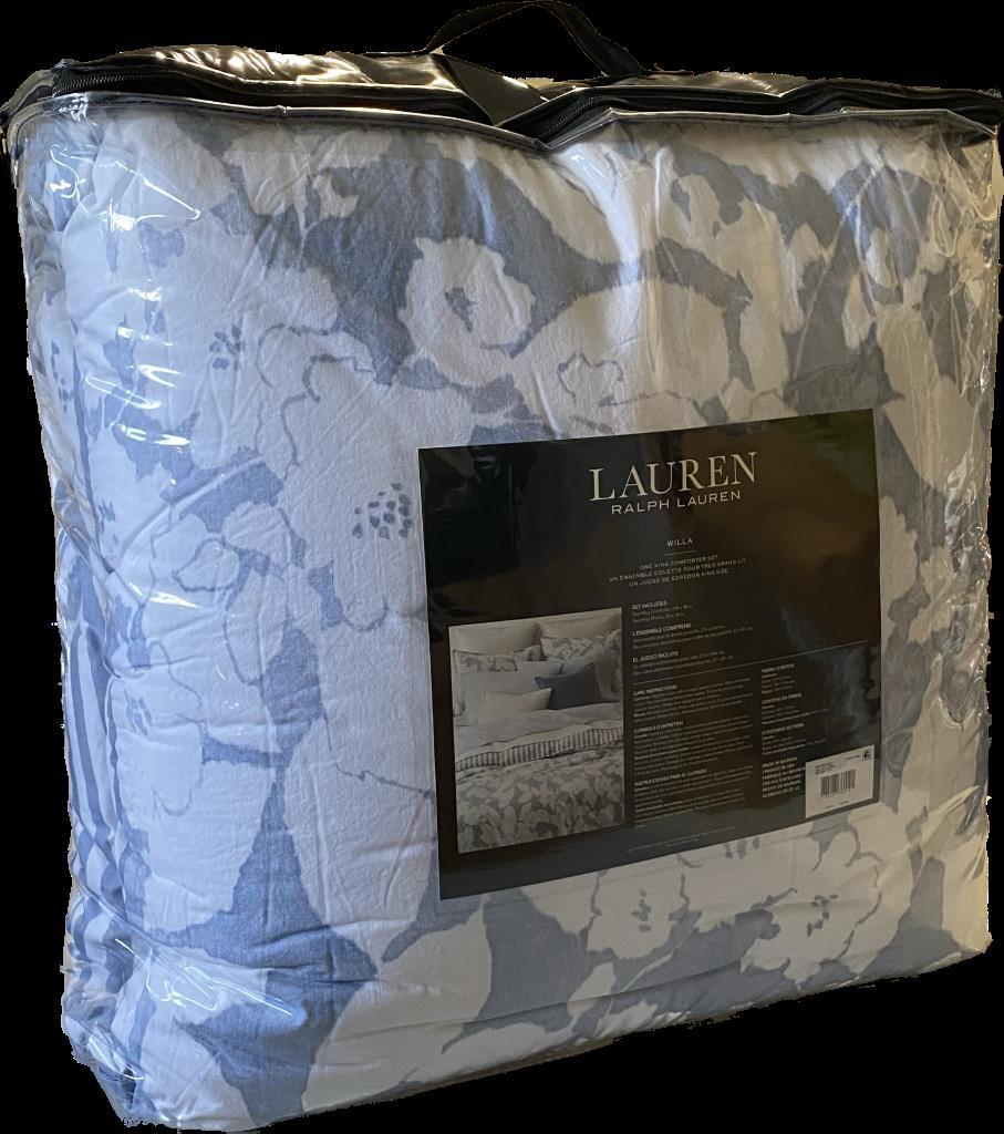 Ralph Lauren Willa Floral Blue White King Cotton Comforter Pillowcase Sham Set eBay