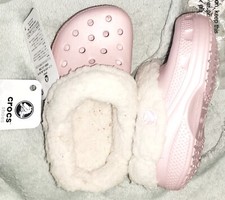 Crocs Baby Girls Mammoth Vintage Pink Furry 6 7 Nwt Infants Kids Shoes Wooly