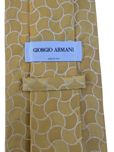 Giorgio Armani Herren Seidenkrawatte Made in Italy Luxus Designer Gold Schuppen Elegant - Bild 7 von 9