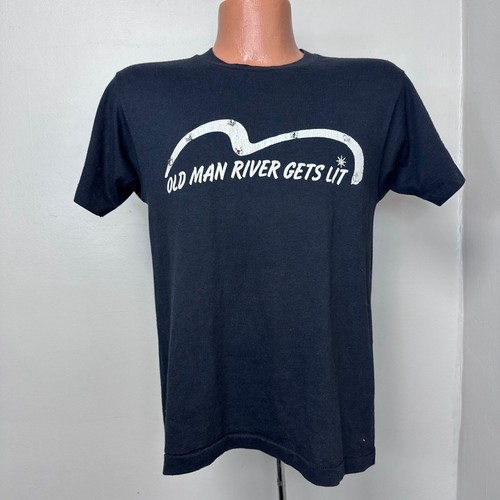 Vtg 1980s Memphis Old Man River Gets Lit T-Shirt 80s Screen Stars Rhinestones