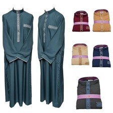 Men's Beautiful Quality Saudi Style Long Sleeve Thobe Jubba Trousers