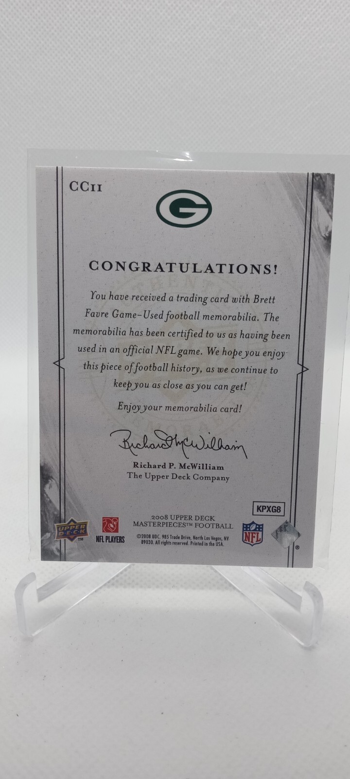 2008 Upper Deck Masterpieces Caught on Canvas Patch- Brett Favre GB ...