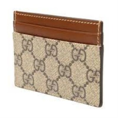 Gucci Supreme Monogram Card Holder Credit Case Dark Brown Wallet