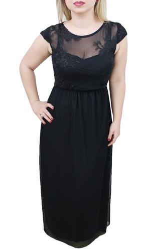 3223 - Kleid Damenkleid schwarz elegant Brautjungfern-Zeremonie lang Spitze - Bild 3 von 4