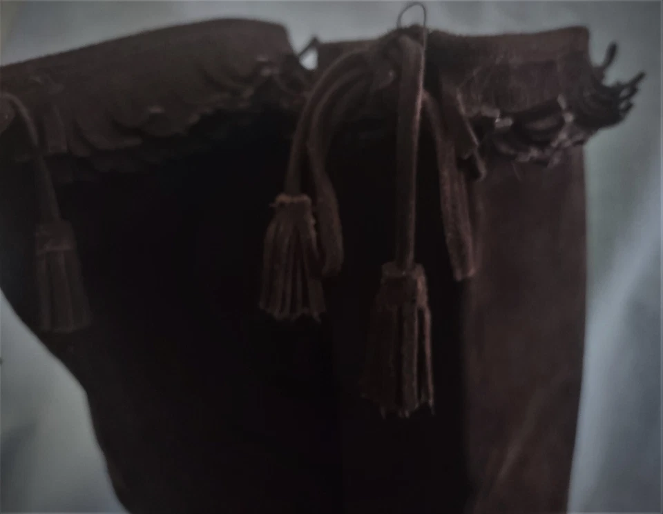 Calvin Klein Womens Mamosa Suede Fringe Boots Size 7 Tie String Top - Image 2 of 4