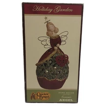 12" Rare Cracker Barrel Holiday Decor Ceramic   Angel with Heart in Box