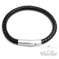 Echt Leder Herren-Armband Schwarz Edelstahl Verschluss 19-23,5Cm MäNner Geschenk