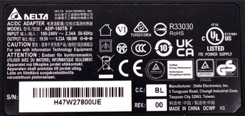 GENUINE DELTA ADAPTER 180W FOR MSI BRAVO 15 A4DDR-248 (BRAVO15248) GAMING LAPTOP - Zdjęcie 4 z 6