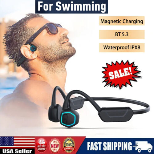 Waterproof Bone Conduction Headphones For Swimming Wireless Bluetooth Headset US - Picture 1 of 24