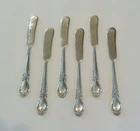 Set/6 International BROCADE Sterling Silver Flat Butter Spreaders, No Monograms
