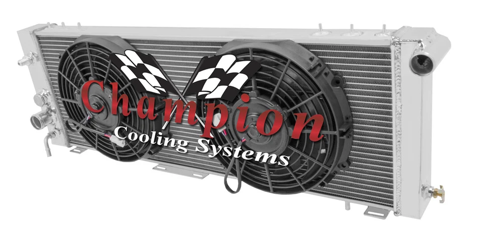 2 Row Kool Champion Radiator W/ 2 10" Fans for 1984 - 1990 Jeep Wagoneer #EC078 - Image 3 of 4