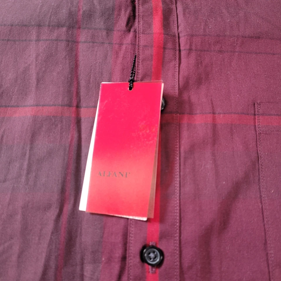 Alfani Modern Fit Red Plaid Button Up Shirt Mens Size XXL NEW - Image 3 of 4