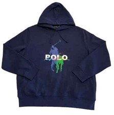 Polo Ralph Lauren Big Pony Color Splatter Fleece Sweatshirt Pullover Hoodie XL