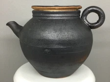 Asian Studio Pottery Wood Fire Tea Pot Kettle Floral Spout North Carolina