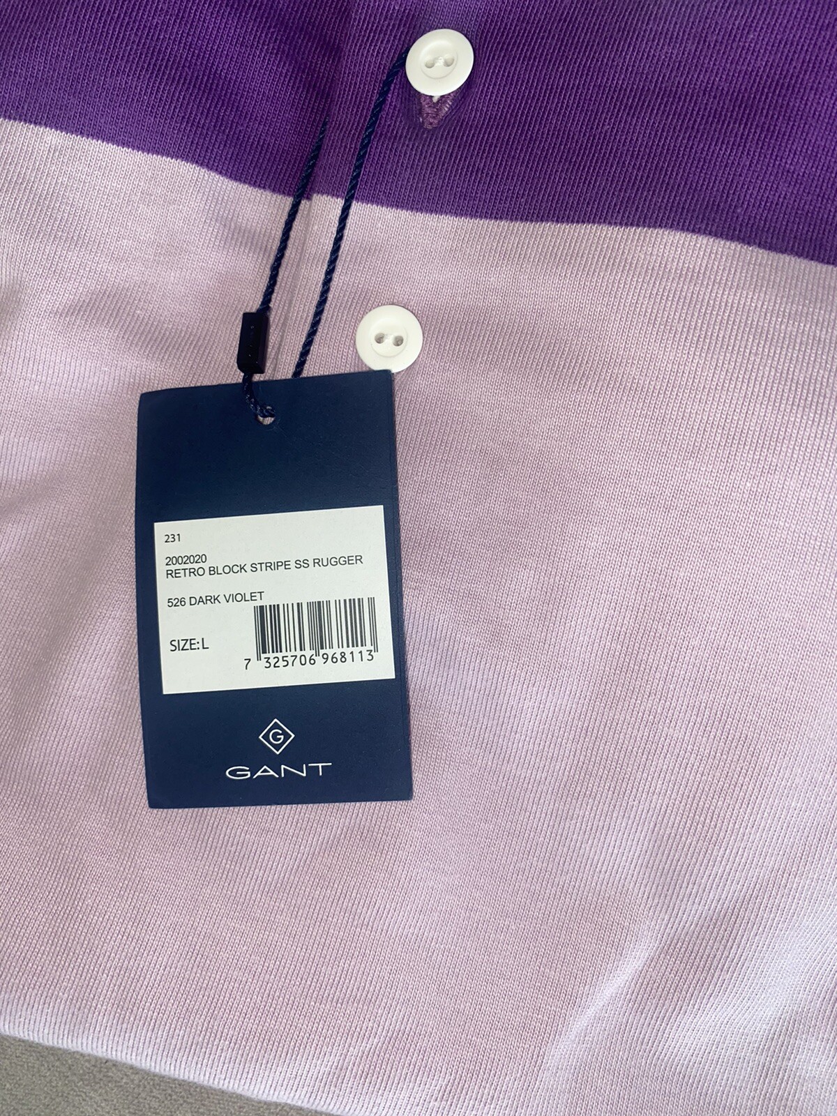 GANT ~ Retro Block Stripe SS Rugger Dark Violet Size ~ Large 2002020 RRP £135 image 8