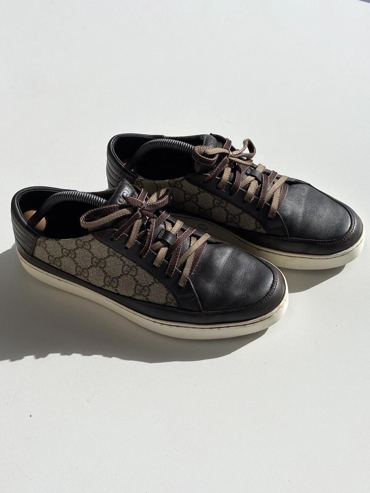 Baskets basses Gucci monogramme GG cuir marron US 41