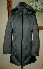 Wms Cb Sports Sz S Gray Zip Front Tailored Fit Coat W Zip Off Toggled Hood Euc