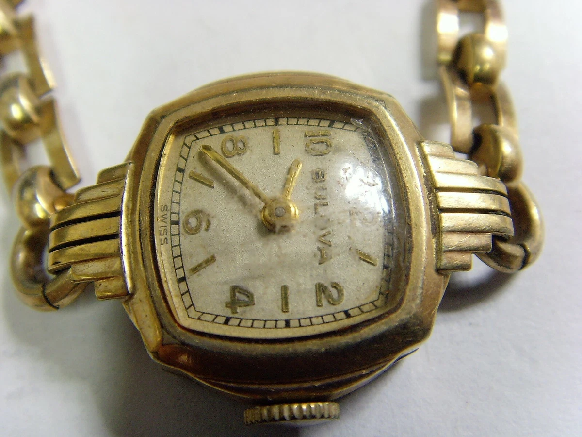 antique estate sale gold filled Bulova ladies wrist watch gemex