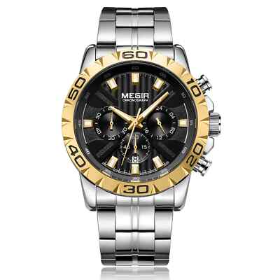 MEGIR Men's Watches Quartz Movement Alloy Watch case Steel belt