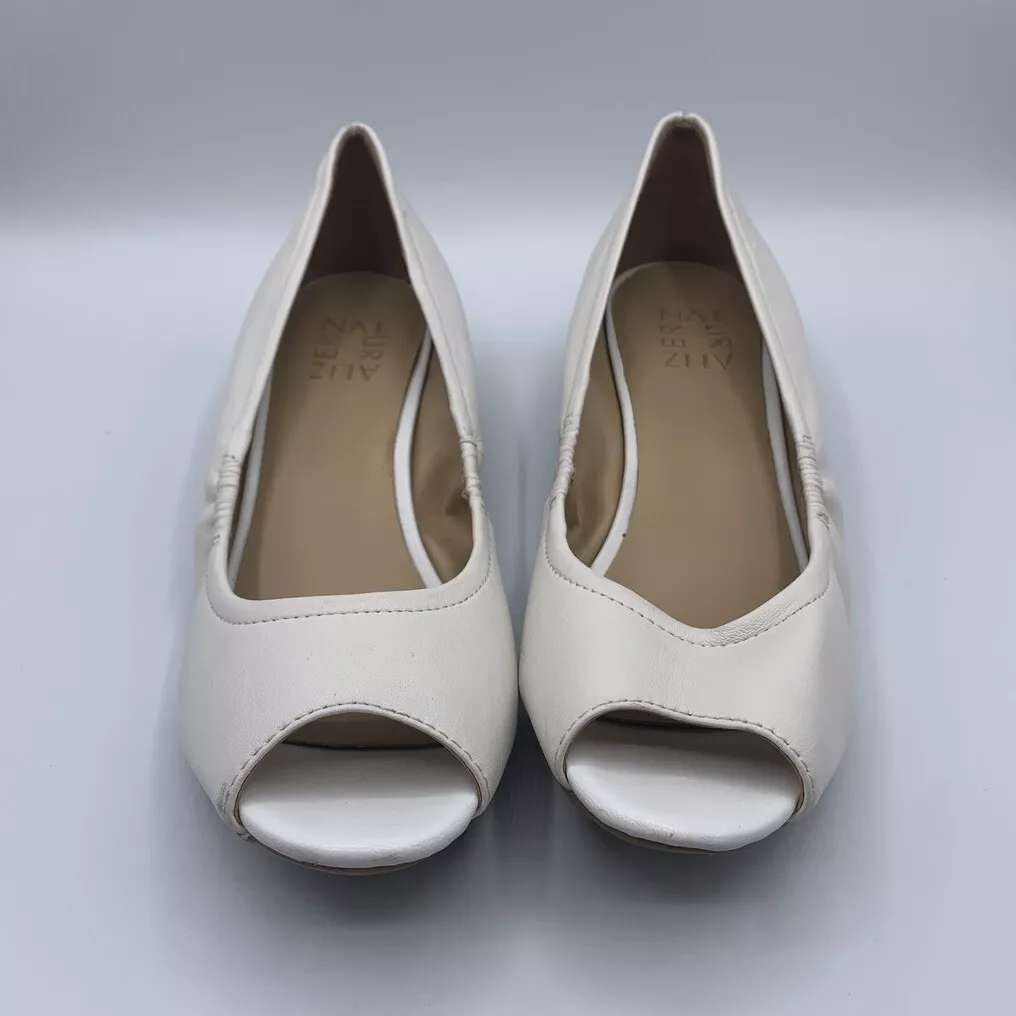 Naturalizer Women s Contrast Wedge Pump Size 7.5 M White eBay