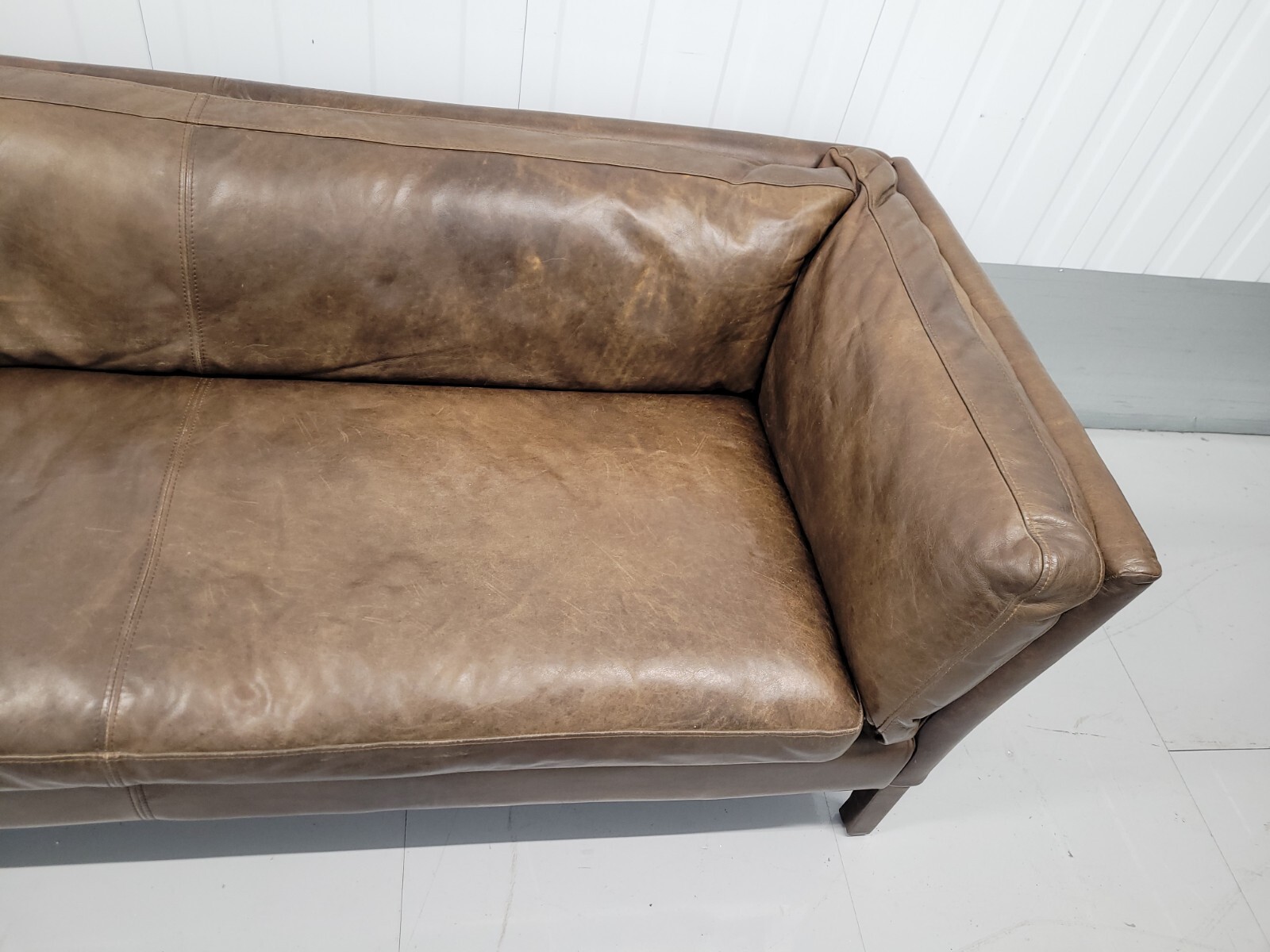 JOHN LEWIS 'GROUCHO' BROWN LEATHER 200CM SOFA HALO eBay