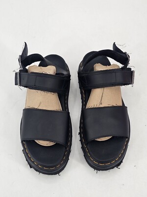 Dr Martens Sandals Voss Black Leather Women's Sz 9 Ankle Strap Platform