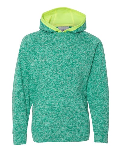 J America Youth Cosmic Fleece Hooded Hoodie Sweatshirt 8610 L Emerald & Neon