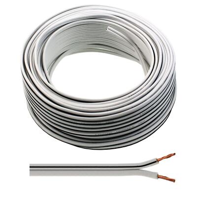 25m Câbles de haut-parleurs 2x 0,75mm² Blanc Câble audio Boîte à câble