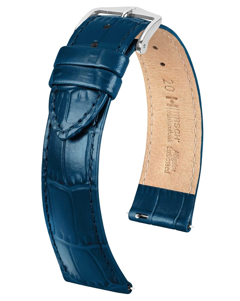 Correa de reloj Hirsch Louisiana Look cuero real marrón negro azul 22 mm 20 mm 18 mm Foto 3 de 3