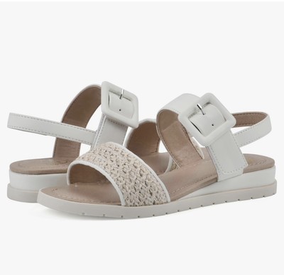 WHITE MOUNTAIN Kids Eastern Buckle Sandal Size 11, White/Multi/Smooth Color