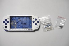 Sony PSP 3000 White Blue color used OEM shell only third party battery cover 