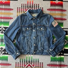 Polo Ralph Lauren Denim Blue Jean Jacket American Flag USA Youth Kids Large D7
