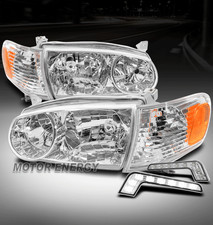 For 01-02 Toyota Corolla Chrome Headlights Headlamps Wbumper Led Drl Leftright
