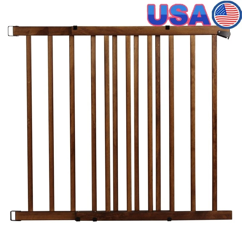 Adjustable Baby Gate Walk-Thru Safety Top of Stairs No-Floor-Bar Design New