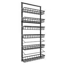 6-Tier Black over the Door Adjustable Metal Hanging Pantry Organizer Wall Mount