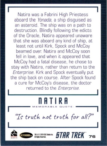 2020 Star Trek The Original Series Archives and Inscriptions Natira in For the - Picture 2 of 2