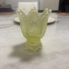 Fenton Topaz / Vaseline Opalescent Candle Holder  ~ GLOW ~ PERFECT!