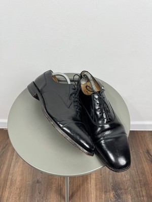 Loake Black Leather Oxford Cap Toe Dress Shoes US 10 Made in England