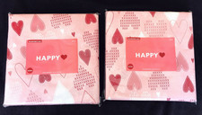 2 Valentine s Day Round 60in Tablecloths Hearts Pink White, New In Packages