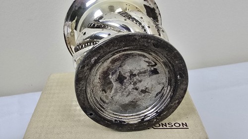 VINTAGE Ronson Crown Table Top Silver Plate Lighter And Cigarette Holder W/ Box - Picture 11 of 15
