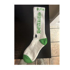 Chrome Hearts Men  s M White/Green Graphic Logo Crew Socks 1 Pair